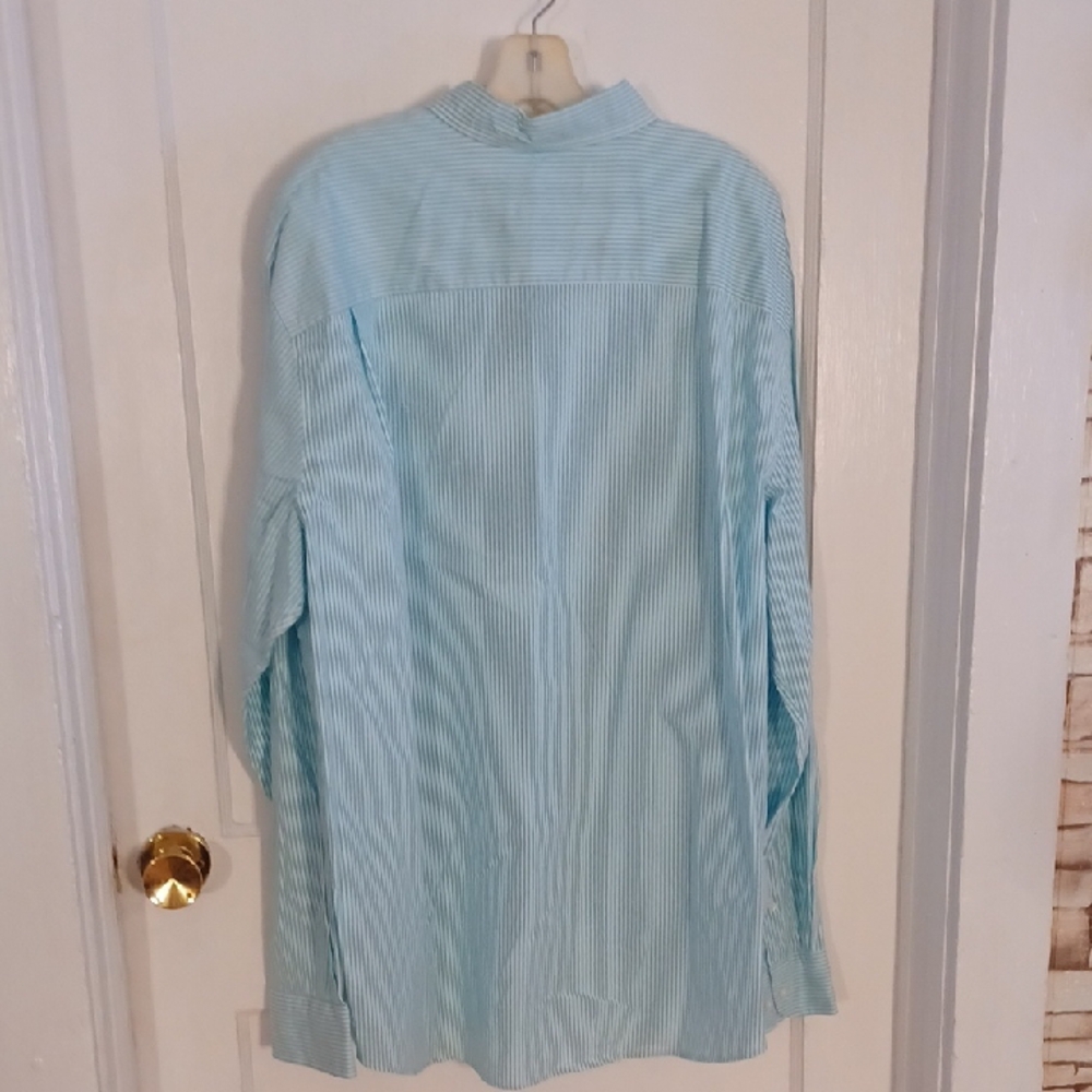 Crown & Ivy Men's Aqua Striped Button Down Shirt Xlarge Motion Fit - Picture 5 of 5
